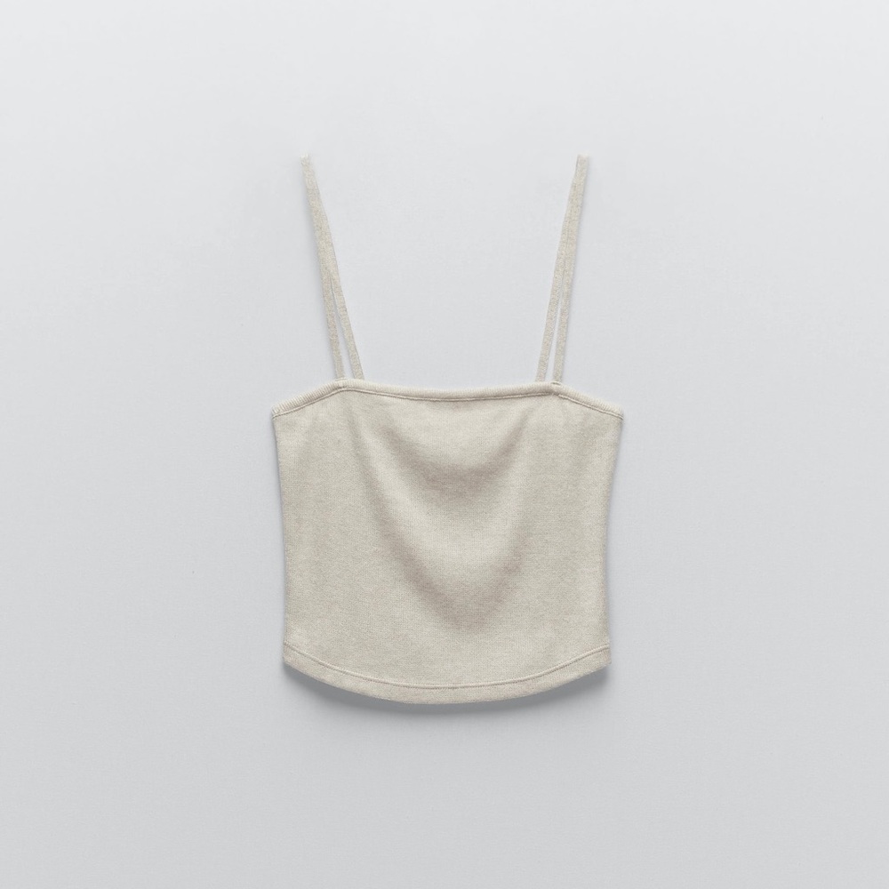 NWT Zara Cream Spaghetti Strap Crop Top